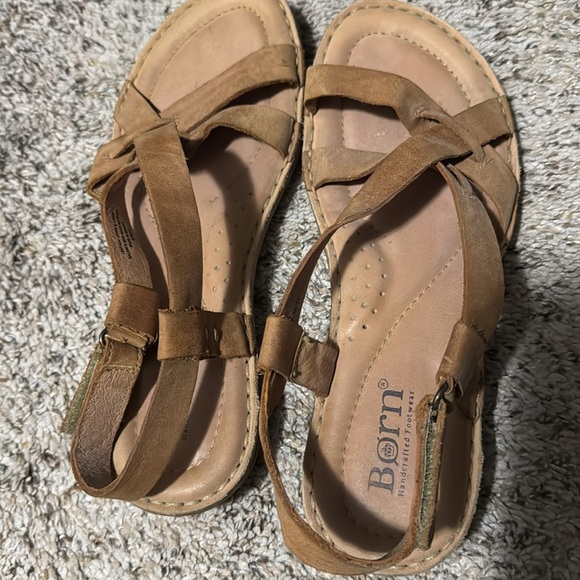 Born Tan Sandals with Ankle Strap and Comfort Footbed - Picture 5 of 5